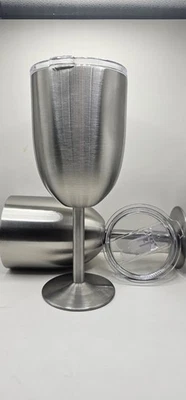 Taza de copa de vino aislada con tapa 10 oz de acero inoxidable para adultos NUEVA EN CAJA Foto 1 de 3