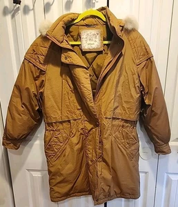 Utex Design Womens M Doubled Lined Down Winter Jacket Removalable Fur Collar - Picture 1 of 12