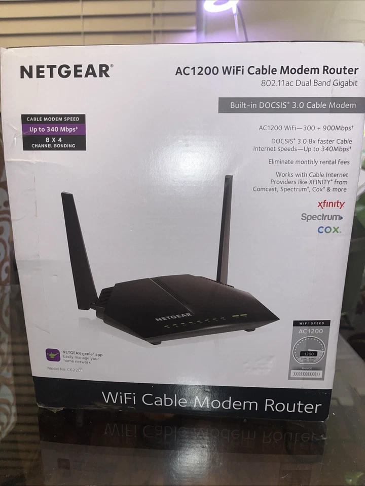 NETGEAR AC1200 Cable Modem WiFi Router C6220 Compatible With All  Providers - Image 1 of 4