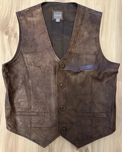 Chaleco De Colección Wilson Cuero Marrón Para Hombre Talla Mediana Botón Delantero Bikercore Western - Imagen 1 de 5