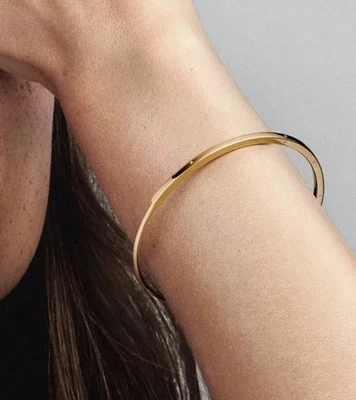 Pandora Signature I-D Solid 14k Yellow Gold Bangle Bracelet Size 3 / 7.5 in NWT - Image 1 of 4