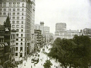 BROADWAY CITY HALL PARK Dun & Stewart Buildings 1899 Print Matted - Picture 1 of 5