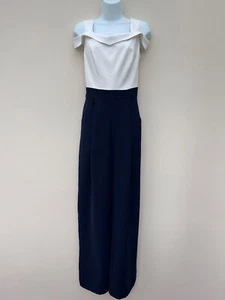 Fabulous Phase Eight Jumpsuit Size 12 Navy Cream Wide Leg Wedding Cruise Races - Picture 1 of 10