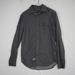 AX Armani Exchange Shirt Mens XS Casual Flap Pocket Button Up Gray Long Sleeve - Picture 1 of 7