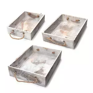 Cousin DIY Rustic Wooden Rectangular Nested Tray Set, 3 Pieces in Multiple Sizes - Picture 1 of 5