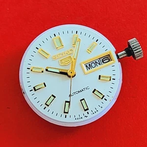 Seiko Ladies Watch Movement Automatic 4206 Blue Dial Hands Stem Crown Parts - Picture 1 of 5