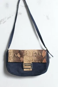 Womens y2k Denim Snakeskin Contrast Mini Under Arm Bag - (Ba48) - Picture 1 of 3
