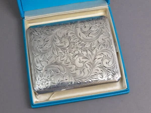 Birks Engraved Cigarette Case Sterling Silver Original Box Gilt Interior - Picture 1 of 1
