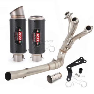 For Yamaha MT-09 2020-2023 Tracer 9 Carbon Exhaust Front Link Pipe Full System - Picture 1 of 12