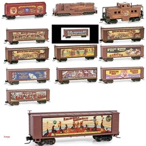 Ringling Bros Micro-Trains Line Z Scale Z Gauge GP9 & 13 pcs Billboard Train Set - Picture 1 of 22