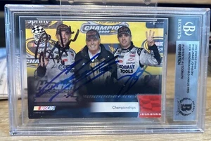 Signed Jimmie Johnson, Chad Knaus, Rick Hendrick 2009 Press Pass #193 BAS Slab - Picture 1 of 2