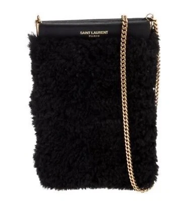 YSL Saint Laurent черный стриженный мех мини Pac Pac наплечная сумка с Ярлыками и коробка - Изображение 1 из 4