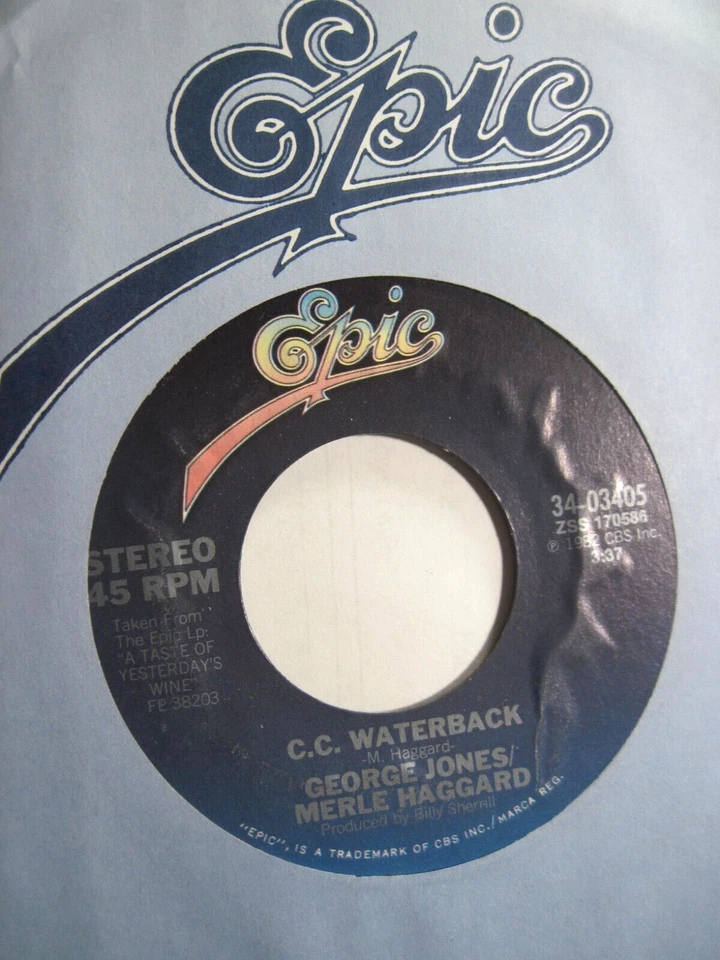 GEORGE JONES & MERLE HAGGARD * 45 * C.C. Waterback * 1982 MINT UNPLAYED ! NOS - Image 1 of 1