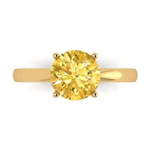 2.0ct Round Cut VVS1 Natural Citrine Wedding Bridal Promise Ring 14k Yellow Gold