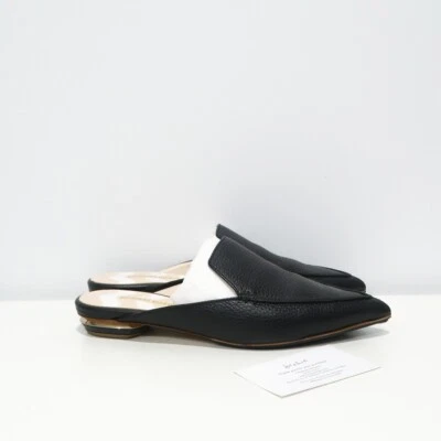 NICHOLAS KIRKWOOD Beya Black Leather Slipper Slides Slip On Grain Flat Shoe 37.5 - Image 1 of 4