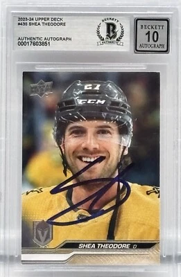 Shea Theodore Signed 2023-24 UD Series 2 #435 BAS Autograph Grade 10 Card VGK - Image 1 of 2