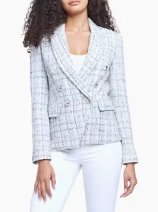 Blazer doppiopetto tweed L'AGENCE Kenzie taglia 2 NUOVO - Foto 1 di 11