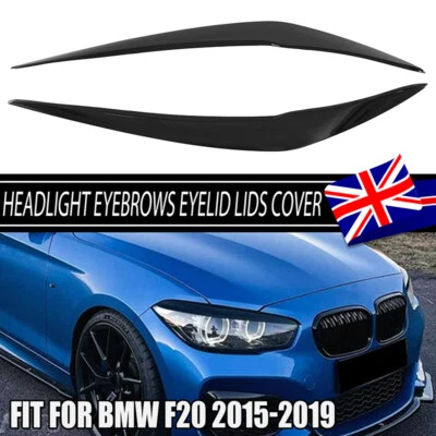 NEWSTART*2020 For BMW 1 Series F20 F21 Gloss Black Headlight Eyebrow Eyelid Cover 2015-19 LCI