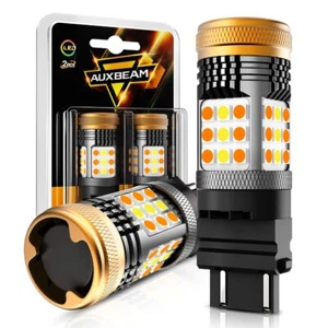 Pair AUXBEAM 3157 Canbus LED Backup Reverse Light Bulbs White Amber Dual Color - Foto 1 di 12