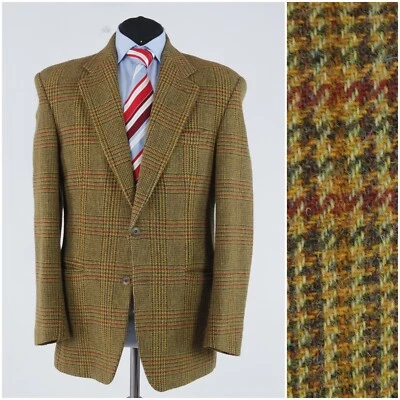 Mens Check Tweed Jacket 42R UK Size Mustard Wool Sport Coat Blazer - Image 1 of 4