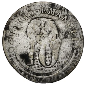 ITALIA 50 Centesimi Stemma 1863 Torino - Rara - COUNTERFEIT MINT ERROR ERRORE - Imagen 1 de 2