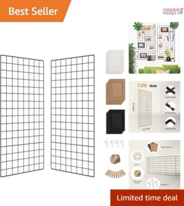 Durable Wall Photo Grid Shelf - 2 Metal Wire Panels for Stylish Decor Storage - Picture 1 of 9