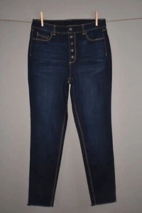DU JOUR NEW $59 Regular Button Front Skinny Jean Dark Wash Size 0 - Picture 1 of 3