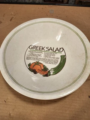Cuenco grande vintage de cerámica “ensalada griega” para servir con receta retro Foto 1 de 4