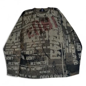 Express Army Knit Sweatshirt Adult Size XL Streetwear Pullover Sweater Y2K VTG - Picture 1 of 5