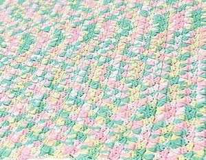 Vtg Pastel Hand Crocheted Soft Knitted Baby Blanket Throw Afghan Unisex 45x38” - Picture 1 of 5