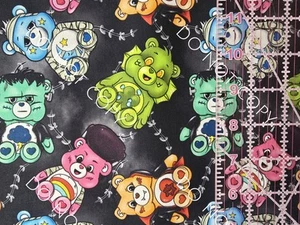 Custom Cotton Woven Fabric Bears 80s Cartoon Monsters By The 1/4 Yard 9x56 - Picture 1 of 2