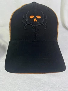 NEW Bone Collector Mens Patch Trucker Hat Sz OSFM Black Orange Mesh Back Cap NWT - Picture 1 of 13