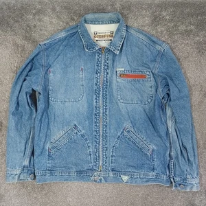 Vintage Guess Georges Marciano Denim Jacket Large Bomber Blue Made in USA Zip - Picture 1 of 16