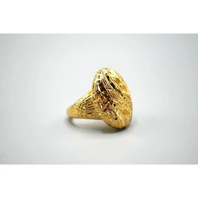 Filigree Nest Lattice Oval Statement Ring Bronzoro Italy Gold over Bronze Size 8 - Image 1 of 4