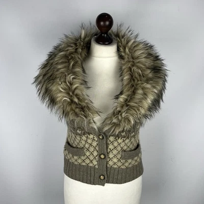 Chaleco de piel sintética vintage Denim Supply Ralph Lauren Winter Fair Isle Y2K para mujer XS Foto 1 de 4