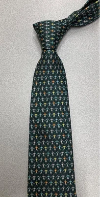 HERMES Neck Tie Green Horse Racing Jockey 100%Silk France unused mint gift F/S - Image 1 of 4