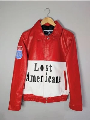 Machine Gun Kelly Lost Americana Red & White Leather Bomber Racing Jacket MGK - Image 1 of 4