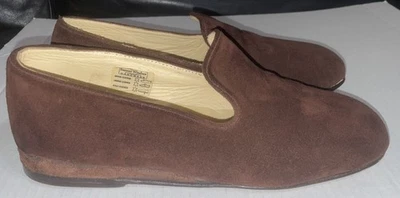 MENS SIZE 9 BROWN SUEDE SLIPPER SHOES HANDMADE BY SAMUEL WINDSOR MINIMAL WEAR - Image 1 of 4