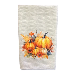 Fabulous Fall Pumpkins Waffle Weave Kitchen Dish Towel - Picture 1 of 1