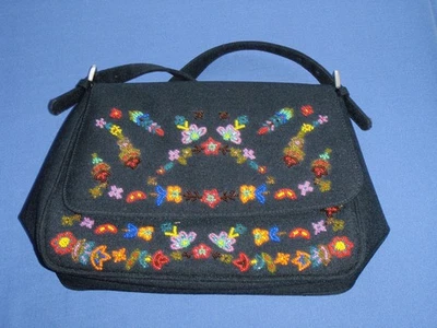 De Colección Boho Negro Denim Cuentas Cartera Bolso de Mano Floral Mariposas Bolso de Hombro Vibnt Foto 1 de 4