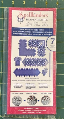 7 Pc Set Diamond Strips Accents Spellbinders Shapeabilities S5-137 Layer Zigzag - Image 1 of 4