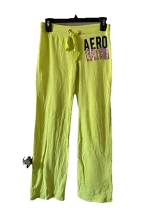 Pantalones de yoga Aeropostale Y2K pierna ancha XS verde neón 87 cebra preppy tiro bajo metal - Imagen 1 de 10