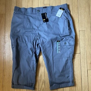 Lee Pantalone Donna Capri Tg 22W Ultra Lux Comfort Flex-To-Go Cargo Tech Grigio Nuovo con etichette - Foto 1 di 13