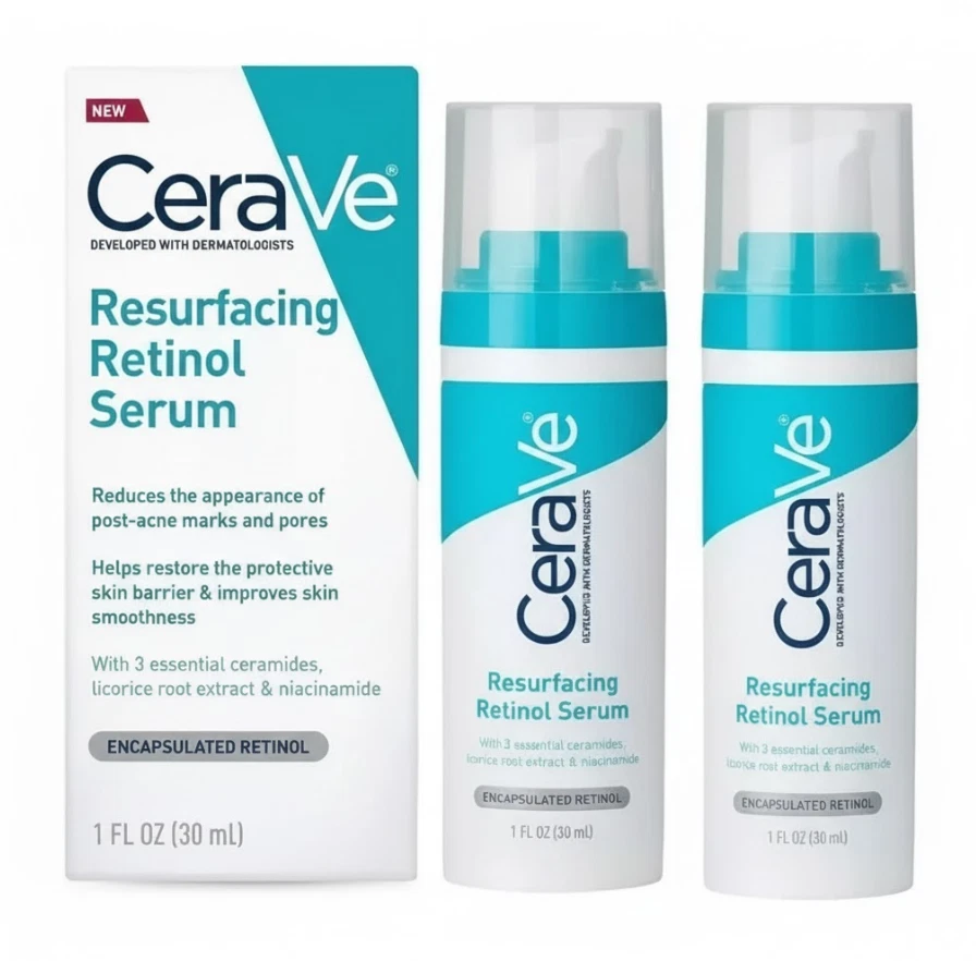 2x 30ml Cerave Resurfacing Skin Renewing Retinol Hydrating Hyaluronic Acid Serum
