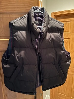 EDDIE BAUER MENS PUFFER VEST XXL REVERSIBLE BLACK FLANNEL MINT! - Image 1 of 4