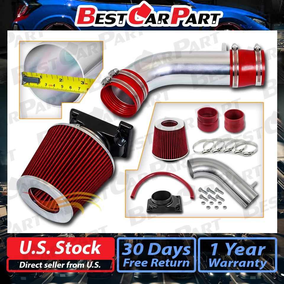 BCP ROJO para 92-03 Montero Base/Sport 3.0L V6 Racing Kit de admisión de aire + Filtro Foto 1 de 4