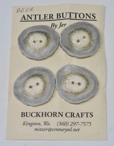 4 botones de cuerno de ciervo auténticos hechos a mano Alaska vintage años 80 - Imagen 1 de 3