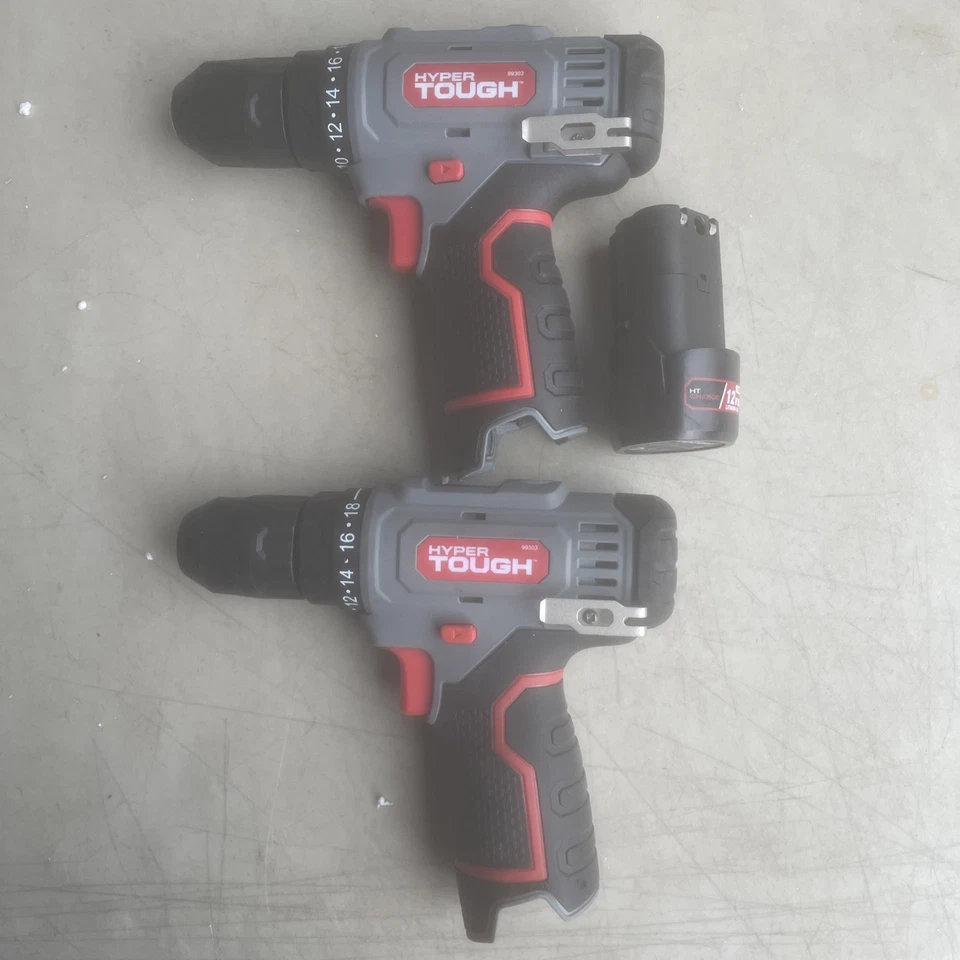 Lot Of 2 HYPER TOUGH 12V CORDLESS 3/8 IN DRILL 99303 W/ 1.5Ah Battery 99336 - Image 1 of 4