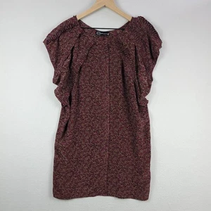 No. 6 Store Dress Womens 1/Small Burgundy Floral Silk Shift Lightweight Ruffles - Picture 1 of 10