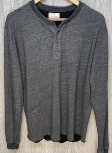 Marine Layer Henley Cotton Rayon Blend L/S Shirt Heather Gray Pullover Large - Picture 1 of 8